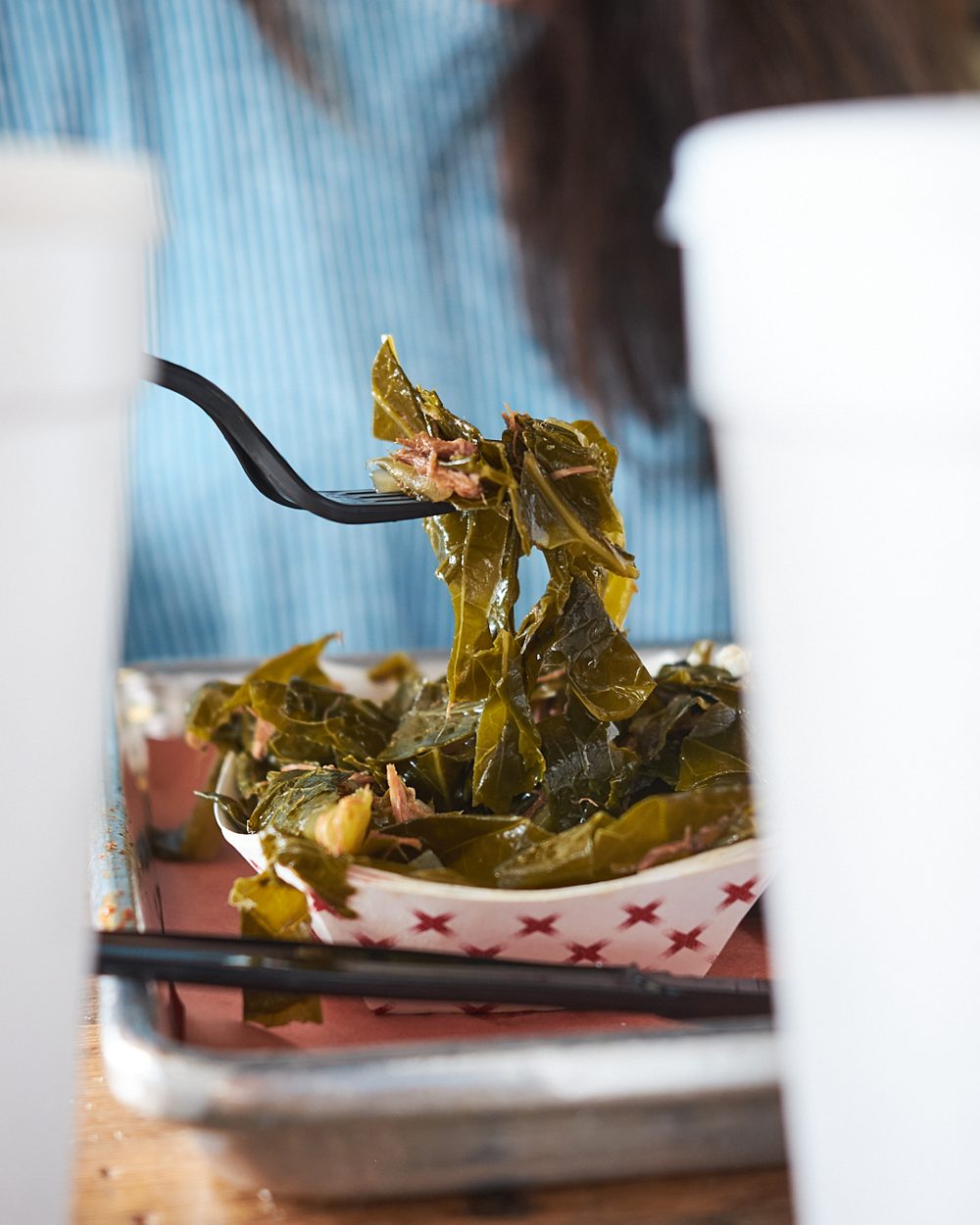 A forkful of collard greens